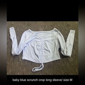 blue scrunch crop long sleeve